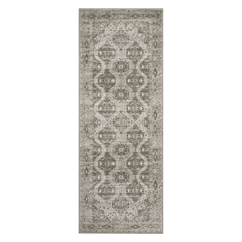 Area Rug for Living Room Thin Vintage Area Rug  Irregular Medallion, Non-Slip, Floral Design - Low Pile Carpet for Bedroom, Dining Room, Farmhouse Decor