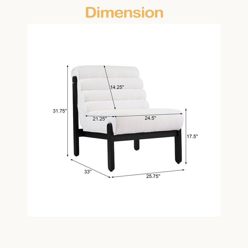 Fauteuil d'appoint Fluffy avec structure en bois massif, Blanc, Noir