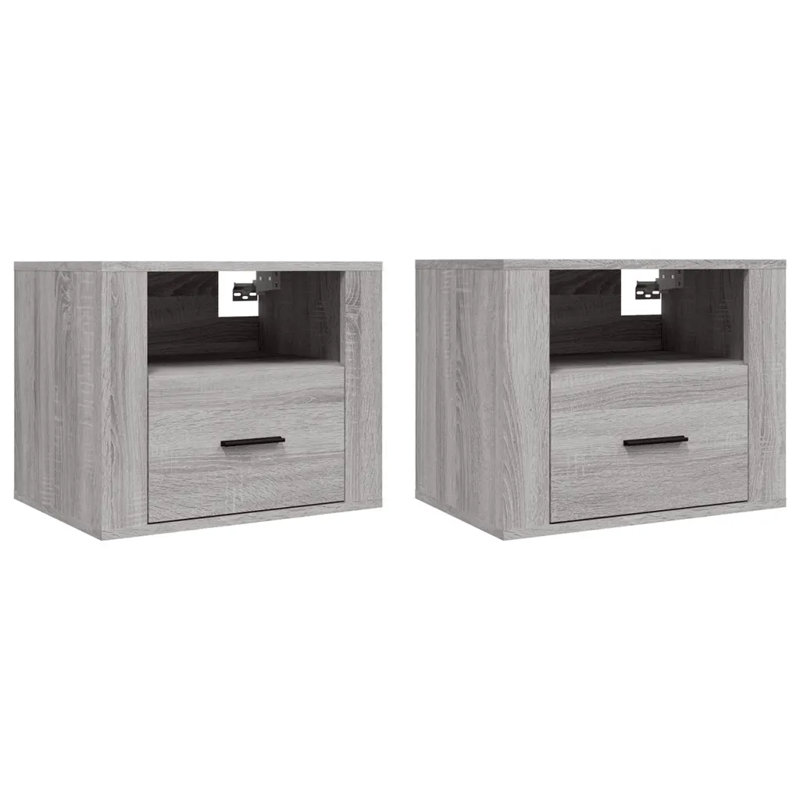 Jalaysia 50cm W Manufactured Wood Bedside Table, Dark Grey, Set of 2
