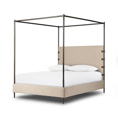 Nathanuel Upholstered Metal Canopy Bed