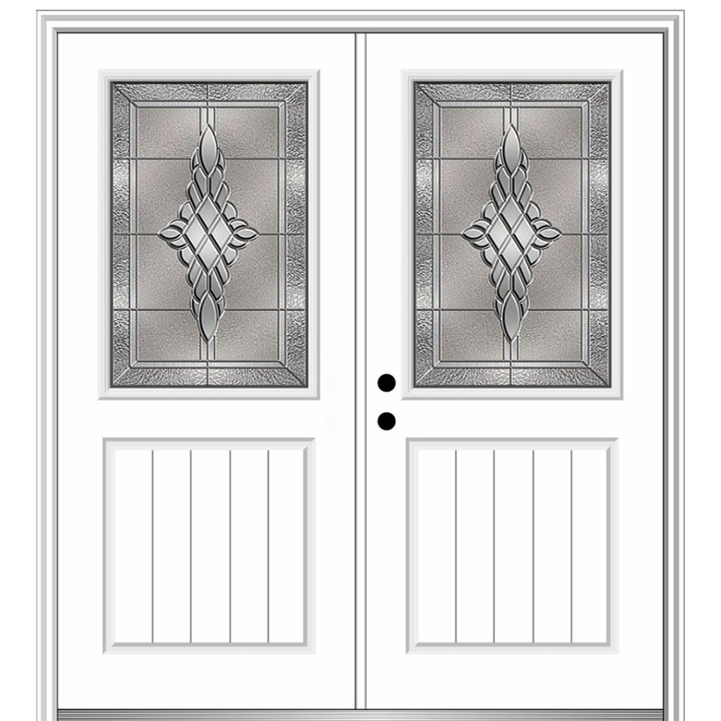 Porte d'entrée avant en fibre de verre Grace, S'ouvre à droite vers l'intérieur, H 82,25 po x L 74 po