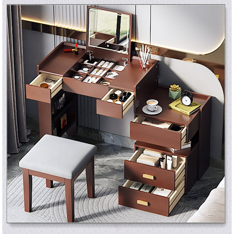 3-In-1 Makeup Vanity Desk With Flip-Top Mirror, LED Lighting, Adjustable Length & Ample Drawers - Stylish Multi-Functional Dressing Table For Home