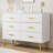 6 Drawer Dresser, Modern Wooden Dresser With Gold Handles And Storage Space-163766621