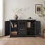 Meuble de rangement de 114 cm de large avec 3 portes en acrylique miroir, buffet avec étagères réglables, revêtements décoratifs en stratifié et panneau en MDF avec porte magnétique