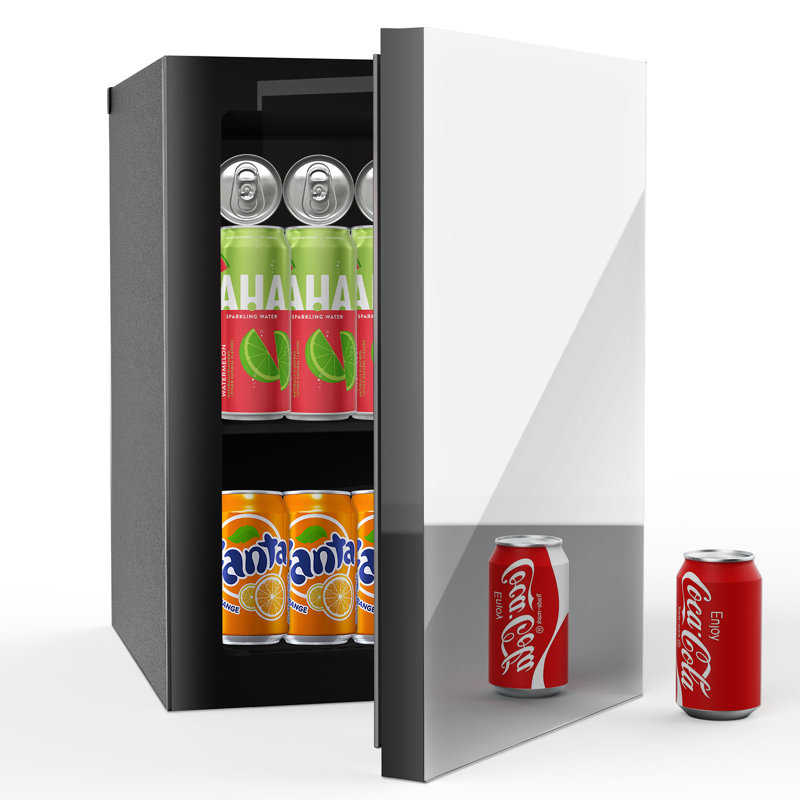 Beverage Refrigerator Cooler, 24 Can/0.9 Cubic Feet Mini Fridge with Mirror Door, Adjustable Shelves for Soda, Beer or Cosmetics, Skincare Fridge for Bedroom, Office and Bar
