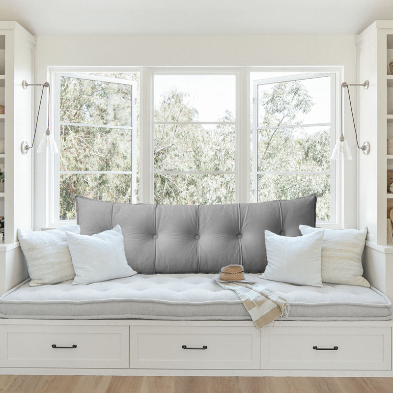  Buttons Throw Pillow, Gray, 17.7" H x 40" W