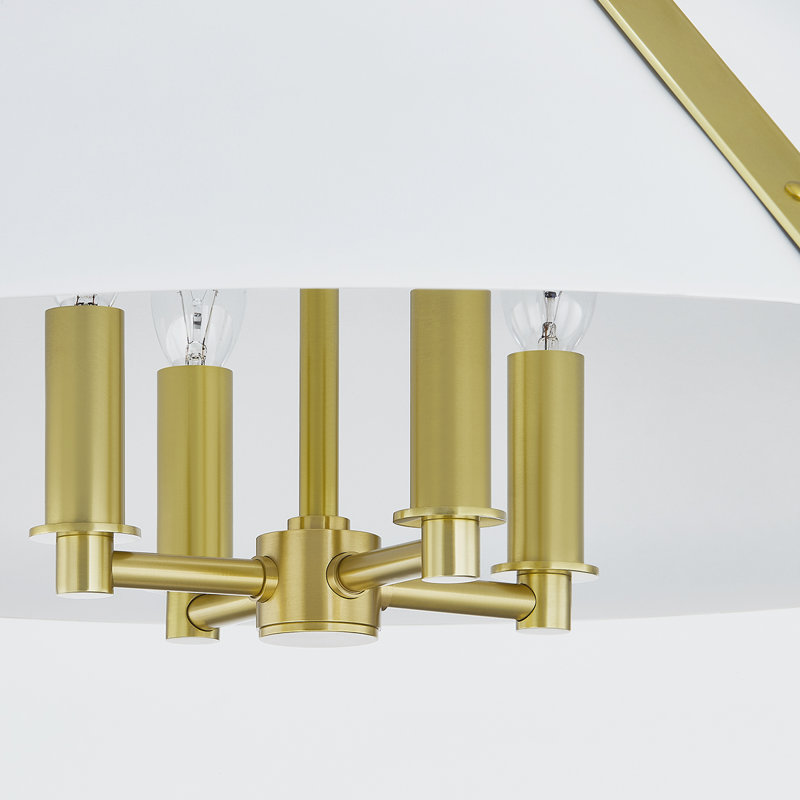 Luminaire suspendu 1 lumière Raymond, Laiton vieilli / blanc doux, Blanc