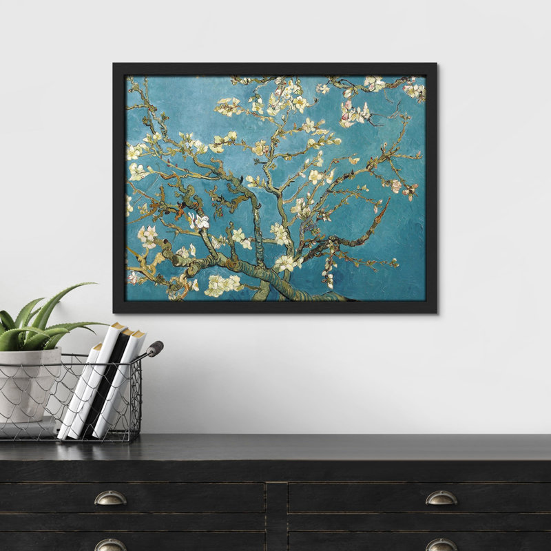 «Pastel Cherry Blossom Almond Blossom» sur papier, H 11 po x l 14 po, Noir