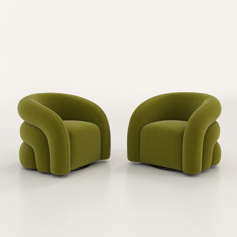 Fauteuil demi-tonneau pivotant de 34,6 po Briggette, Vert