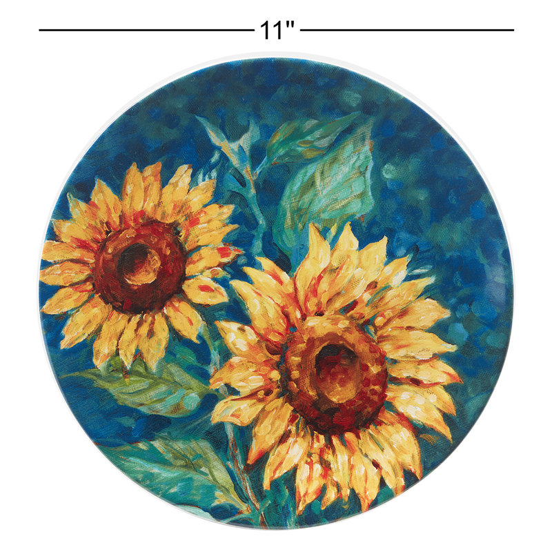 Ensemble de 4 grandes assiettes Golden Sunflowers