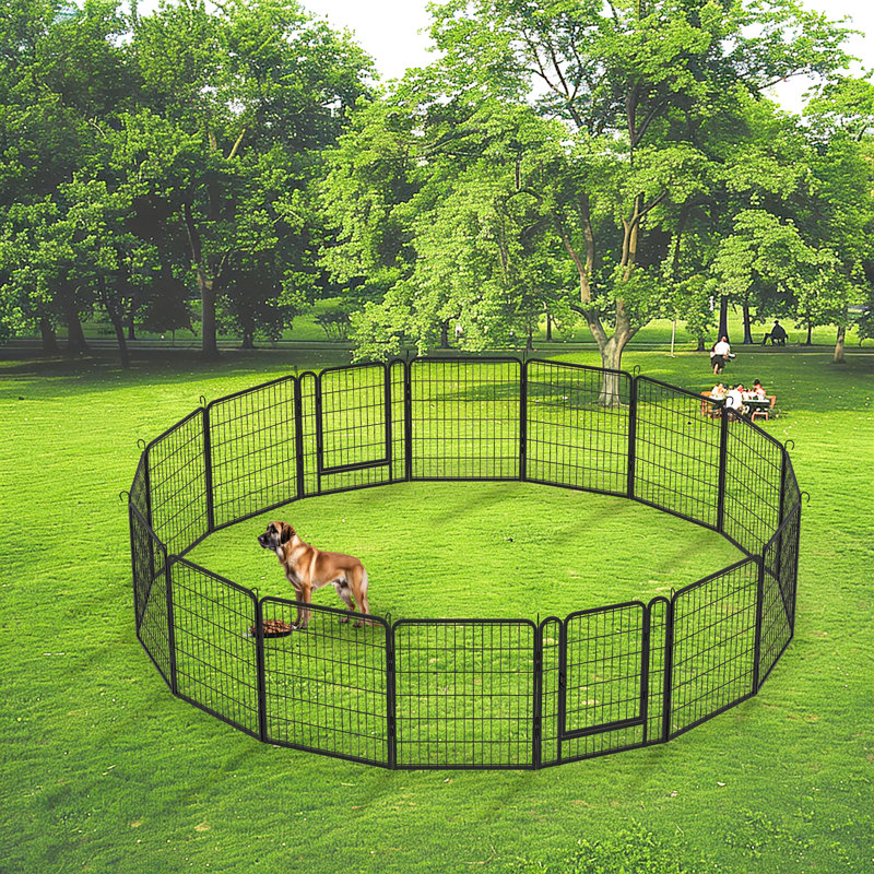 Parc pour chien en métal robuste à 16 panneaux avec porte et clôture H 31,7 po Calumet pour l'extérieur