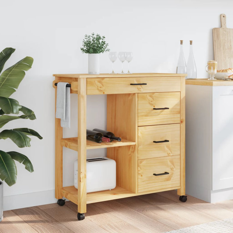 Kitchen Serving Cart, Honey wax