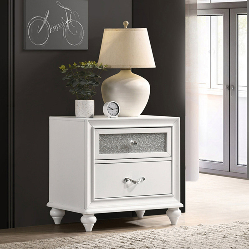 Table de chevet 2 tiroirs blanche