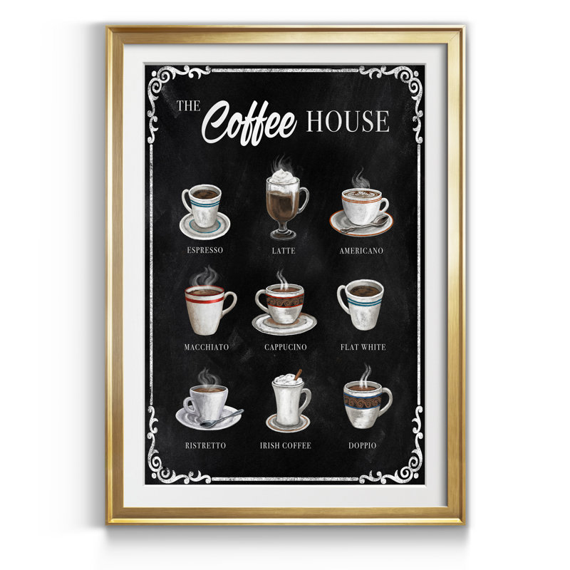 The Coffee House - Reproduction d'art graphique sur papier encadré, H 22,5 po x l 30,5 po x P 1,5 po, Doré
