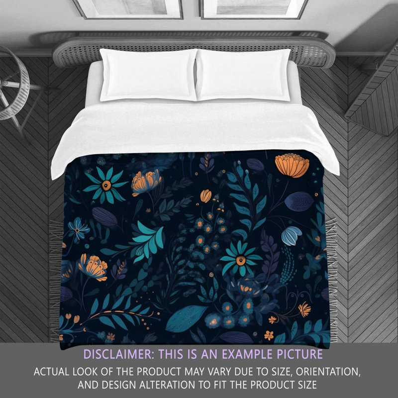 Machine Printed Comforter, King Comforter, Black/Navy Floral