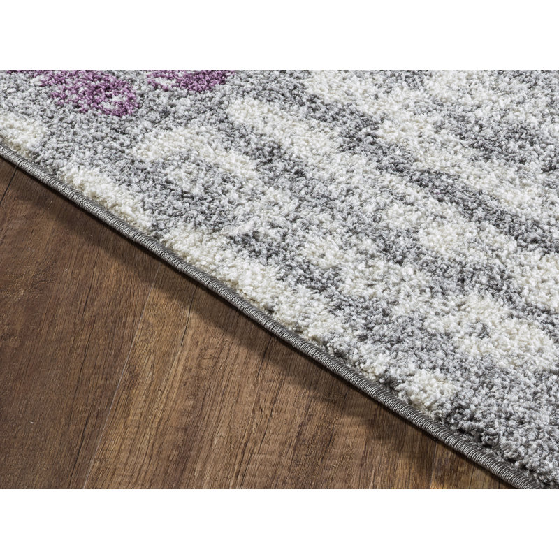 Tapis gris à rayures Roslyn, Rectangle 5 pi x 7 pi