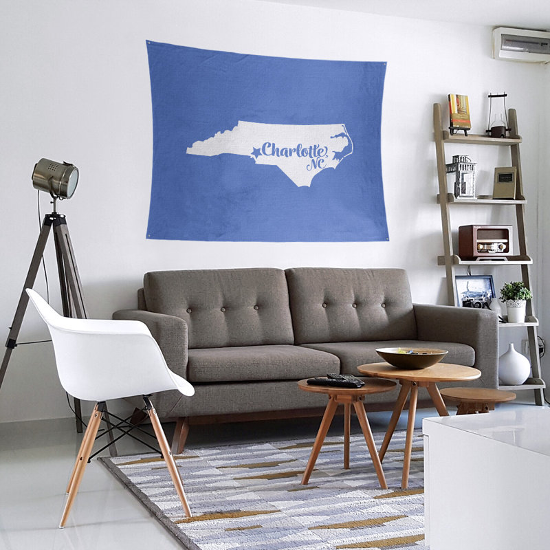Tapisserie Charlotte, Caroline du Nord, H 27,5 po x l 37,5 po, Bleu