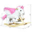 Licorne à bascule classique en peluche blanche avec mélodie berceuse et structure en acier et bois pour tout-petits