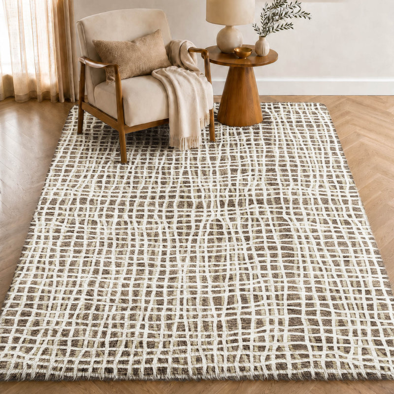 Striped Indoor Rug, Brun, 5' x 7'6"