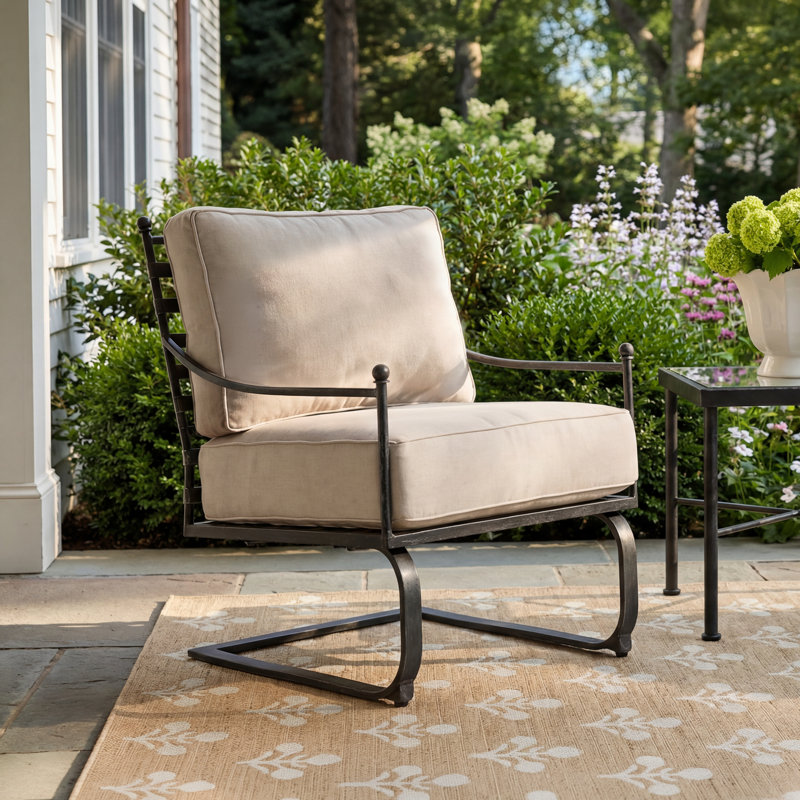 Lucier Patio Chair with Sunbrella Cushions, Canvas Flax Sunbrella® Canvas