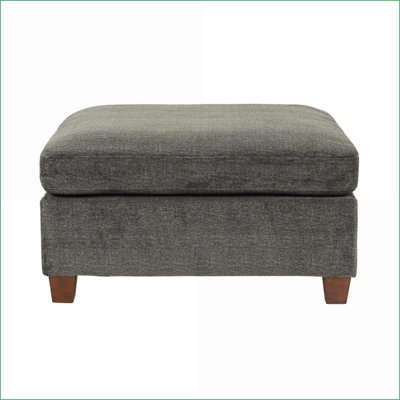Ottoman for Living Room, Charcoal Gray Chenille Cocktail 37x37x18 | Wood Frame | Tan Brown