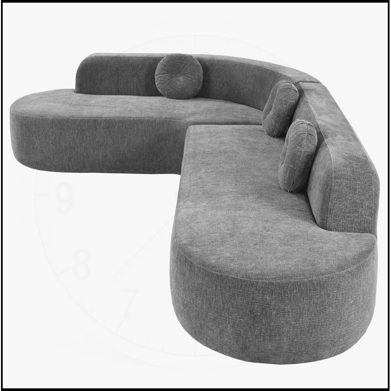 Canapé modulaire extra large Mirod de 122 po avec tissu doux, design incurvé élégant et mousse haute résilience pour le confort