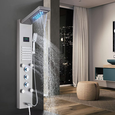 Panneau de douche 43,7 po avec pomme de douche fixe