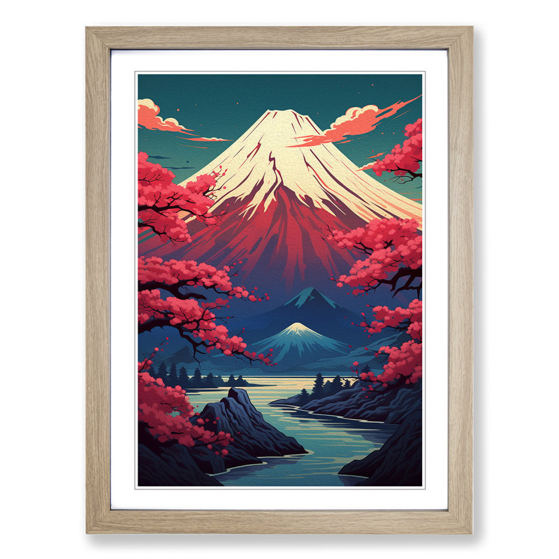 Mount Fuji Deco - Framed Print, Oak , 64cm H x 46cm W x 2cm D
