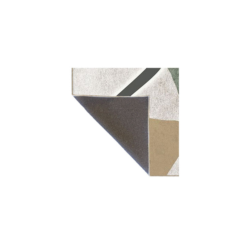 Tapis rayé vert à motif tissé et lavable, Carré 3 pi 3 po