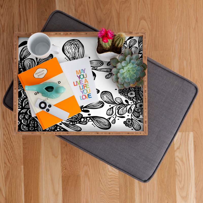 Julia Da Rocha Wood Tray, 1.75" H x 18" W x 14" D