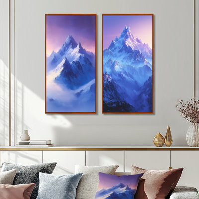 «Alaska Snow Capped Summits At Twilight III», art mural 2 panneaux