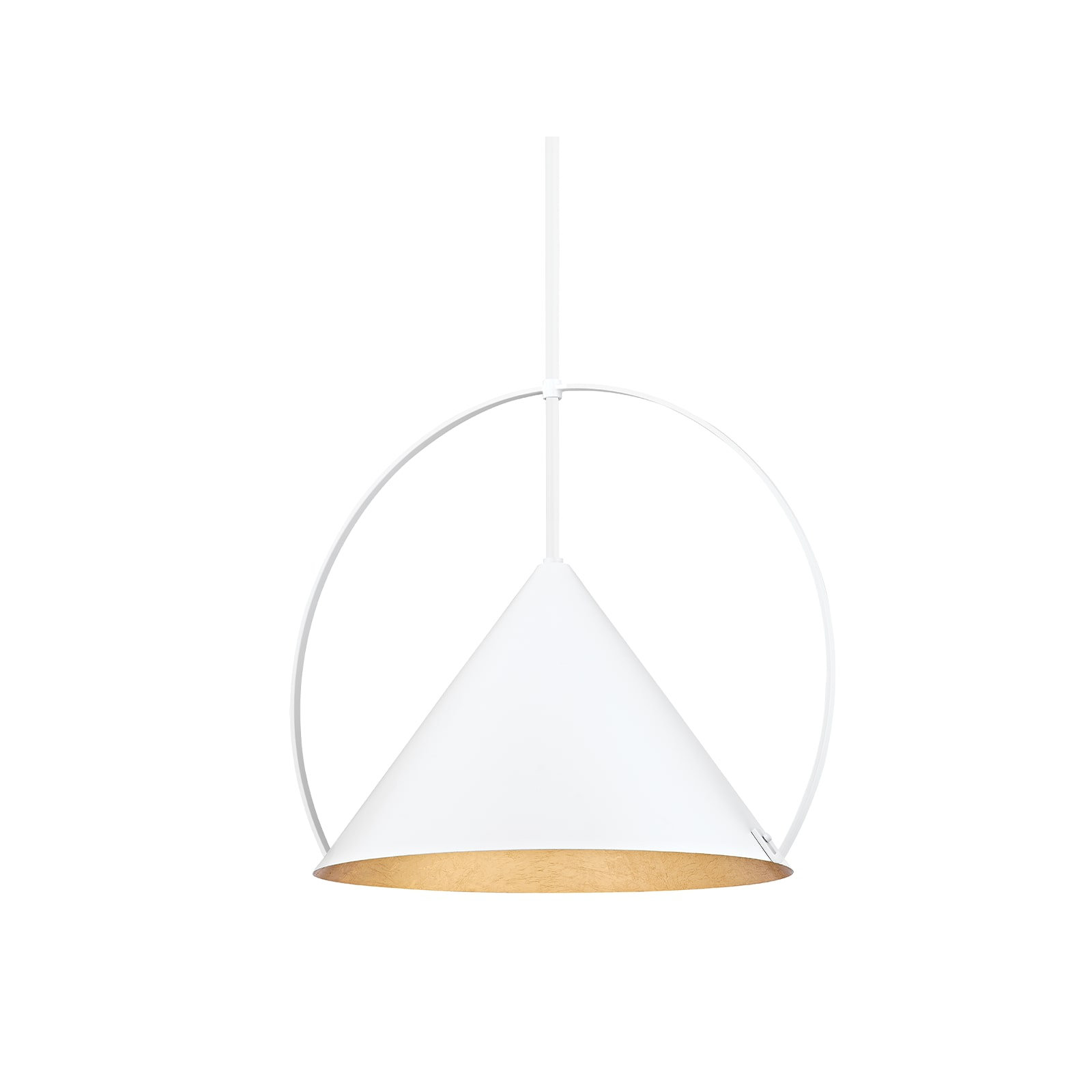 Nicholaus Single Light Metal Dimmable Pendant, 15.25" H x 18" W x 18" D, White / Gold