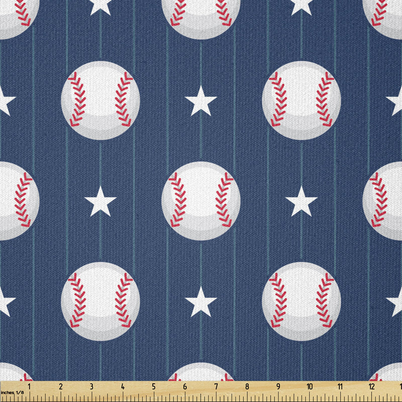 Deaudre Baseball on Striped Stars Multi-Purpose Fabric