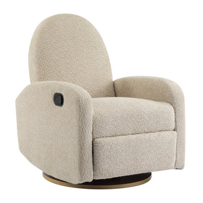 ° Swivel Glider Recliner Chair - Almond Boucle, Modern Design, Solid Wood Base, Perfect For Living Room