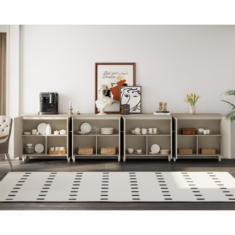Lysiane 8-Door Solid and Manufactured Wood Cabinet , Beige