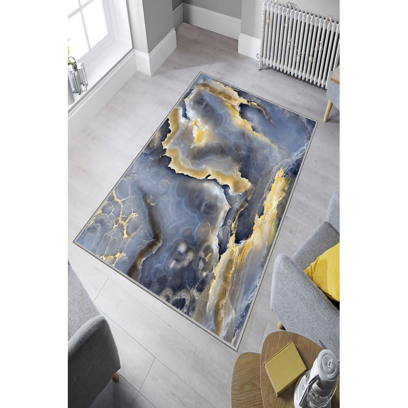 Premium Hall Carpet, 3.3 x 6.6 Feet, 100% Polyester, 0.3 in Pile Height | Antibacterial, Non-Slip Underside, Machine Washable | Elegant 3D Digital Print Design, Perfect for Entryways & Living Rooms