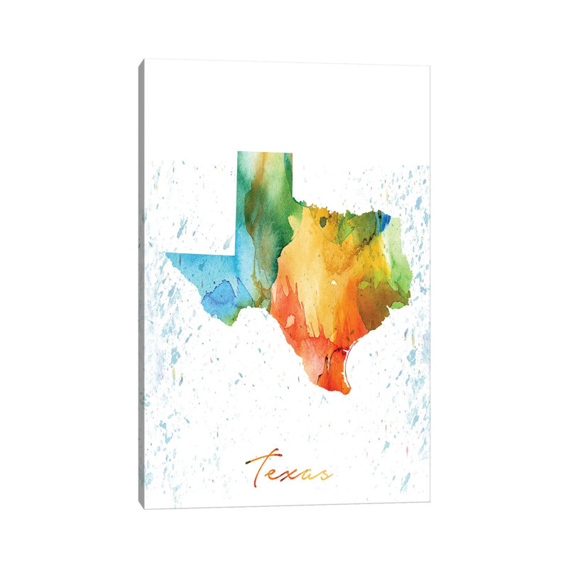 Texas State Colourful - Wrapped Canvas Painting, 30.48 cm H x 45.72 cm W