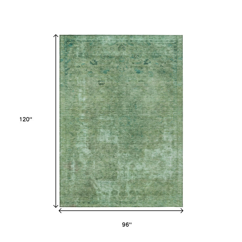 Tapis extérieur lavable abstrait vert sauge et menthe 8 pi x 10 pi