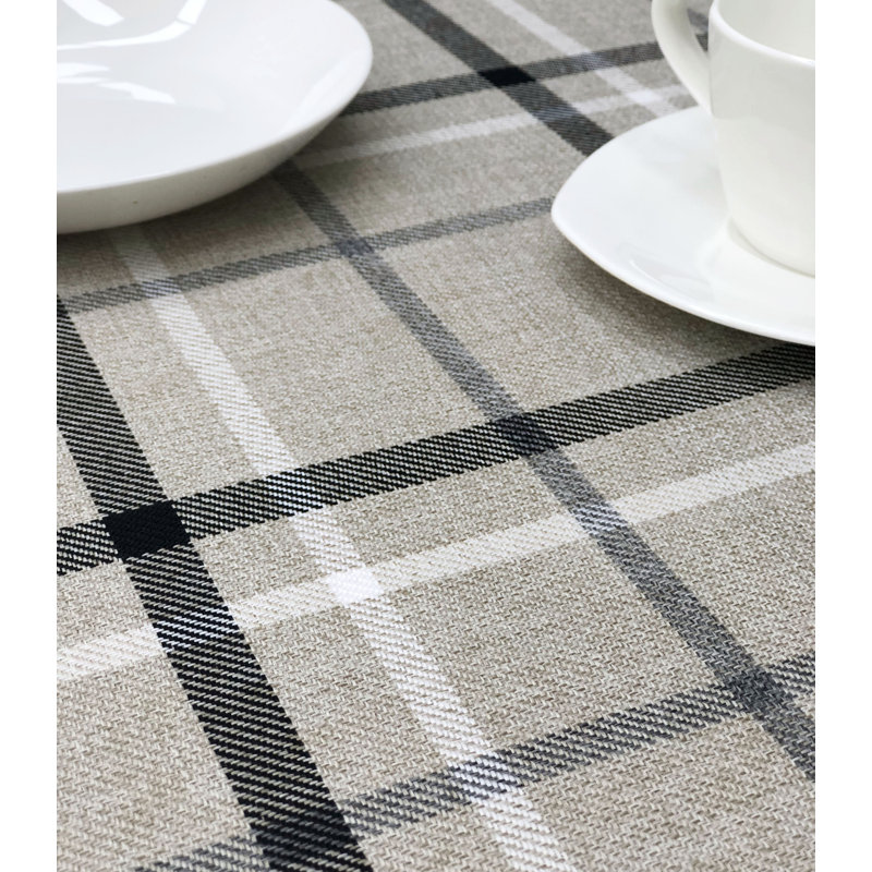 Abydos Polyester CHECKED Round Table Cloth, Grey
