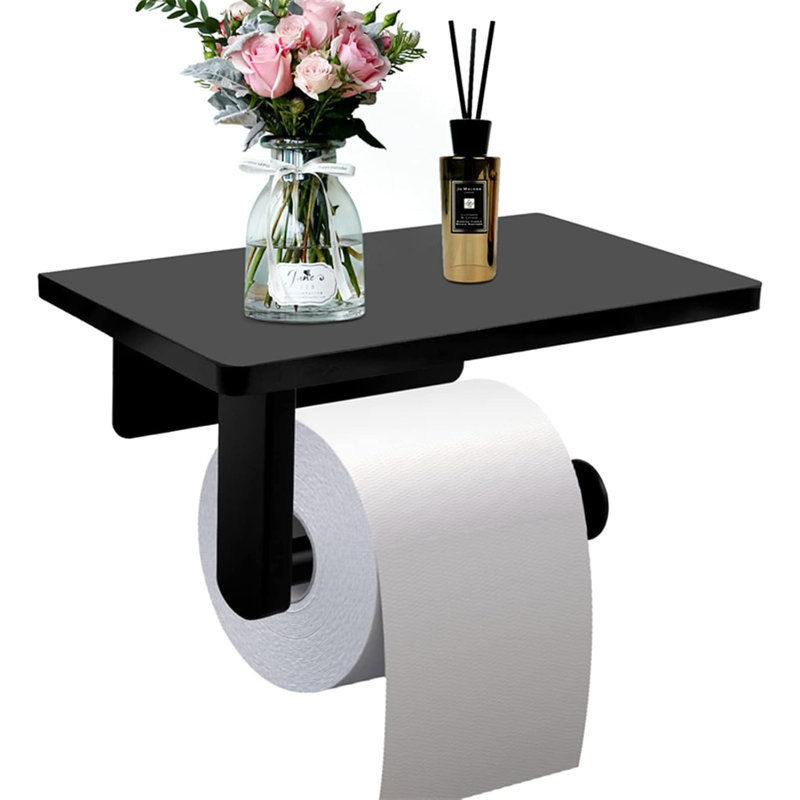Porte-papier hygiénique mural avec tablette en marbre naturel, convient aux méga rouleaux (7,87 po x 4,72 po) - acier inoxydable antirouille, grande tablette pour téléphone, installation facile