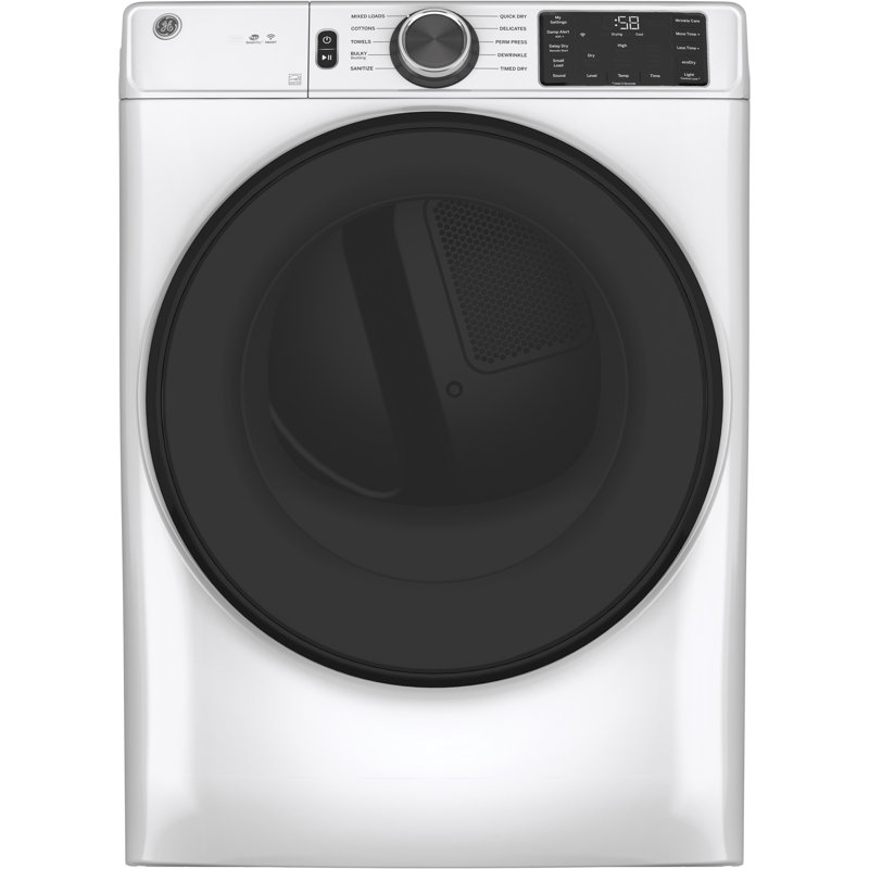 GE Appliances 7.8 Cubic Feet Vented Smart Electric Stackable Dryer, White