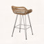 Tabouret de bar en osier avec coussin résistant à l'eau (ensemble de 2)