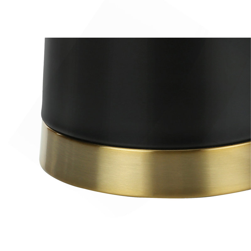 Lighting, H 28 po, lampe de table, métal noir, abat-jour beige, contemporain