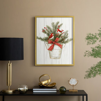 «Christmas Holiday Art», reproduction encadrée en bois massif