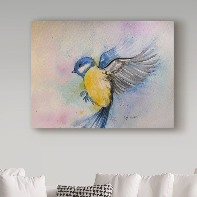 «Bluebird Yellow» par Hafner, reproduction d'art sur toile tendue, H 14 po x l 19 po x P 2 po