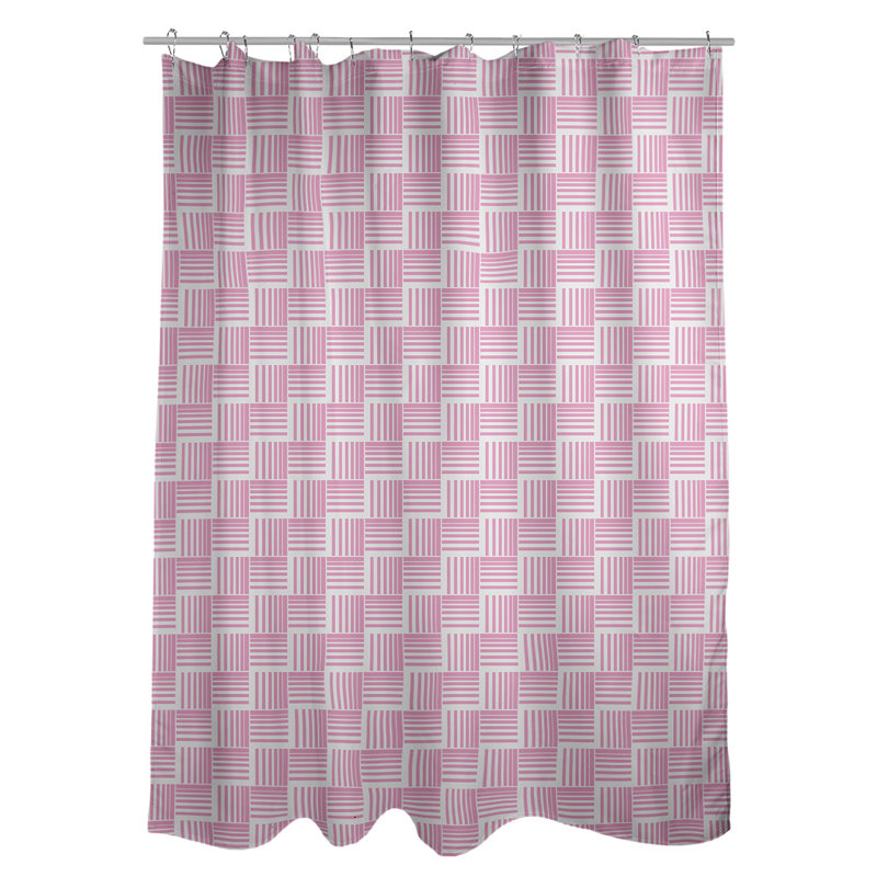 Rideau de douche simple basketweave rayures classic, Rosé