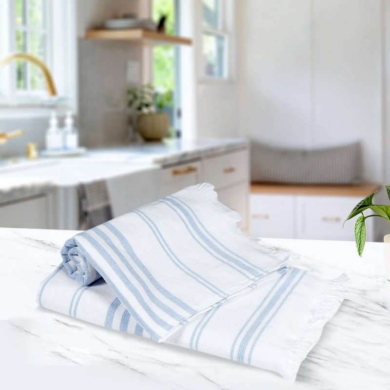 Hammam Collection 100% Cotton Kitchen Hand Towel Set, Mint Blue, Hand Towels - 2 Pack