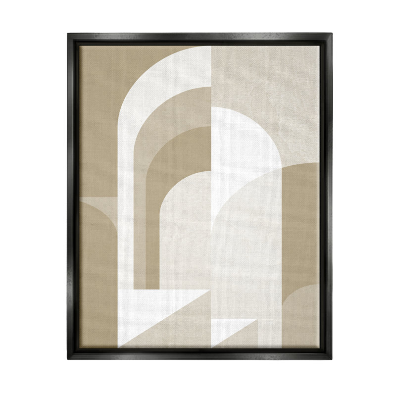 Toile abstraite beige encadrée par Lil 'Rue, Cadre flottant noir de jais, H 31 po x l 25 po x P 1,7 po