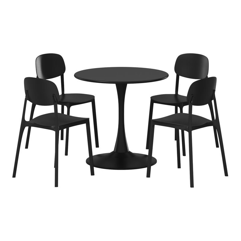 Outdoor Round Dining Set, Black