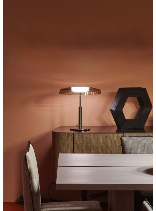 Dora LED Table Lamp, Satin Gold, Gray